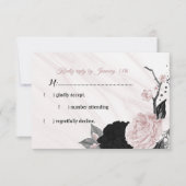 Blume aus schwarz und rosa Marmor RSVP Karte (Vorderseite)