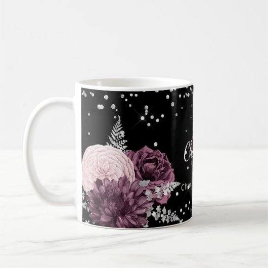 Blume aus schwarzem Bordeaux Kaffeetasse (Links)