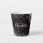 Blume aus schwarzem Bordeaux Milchtasse (Vorderseite)