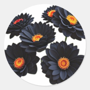 Blume aus schwarzem Samt Runder Aufkleber