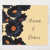 Blume aus schwarzem Samt Schaumweinetikett (Einzelnes Label)