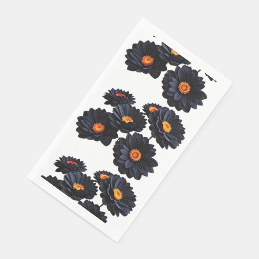 Blume aus schwarzem Samt Serviette (Ecke)