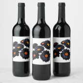 Blume aus schwarzem Samt Weinetikett (Flaschen)