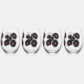 Blume aus schwarzem Samt Weinglas Ohne Stiel (Hinten)