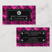 Blume aus schwarzem und rosa Glitzer Muster Visitenkarte (Vorne/Hinten)