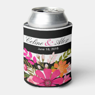 Blume aus schwarzem und weißem Streifen   Fuchsia Dosenkühler
