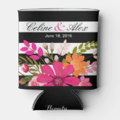 Blume aus schwarzem und weißem Streifen | Fuchsia Dosenkühler (Vorderseite)