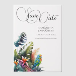 Blume aus tropischem Blattpapagei Pergament Einladungen