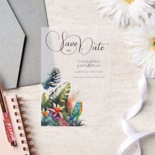 Blume aus tropischem Blattpapagei Pergament Einladungen