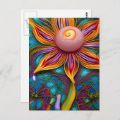 Blume aus verziertem Glas Postkarte (Vorne/Hinten)