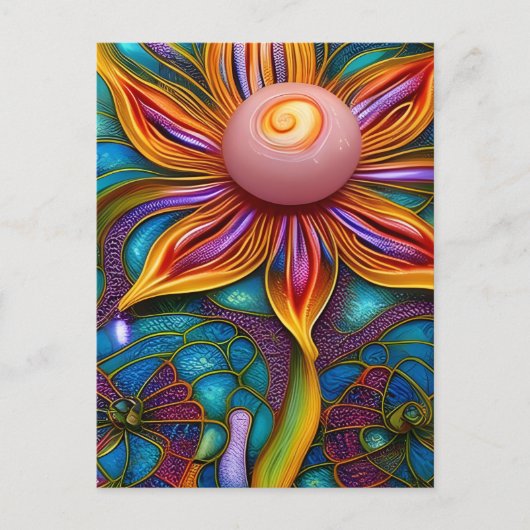 Blume aus verziertem Glas Postkarte (Vorderseite)