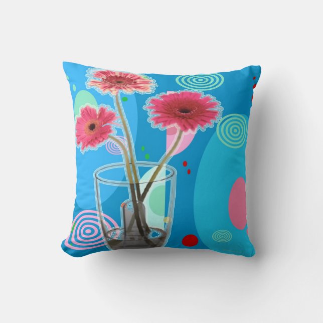 Blume aus Wasserglas Kissen (Vorderseite)