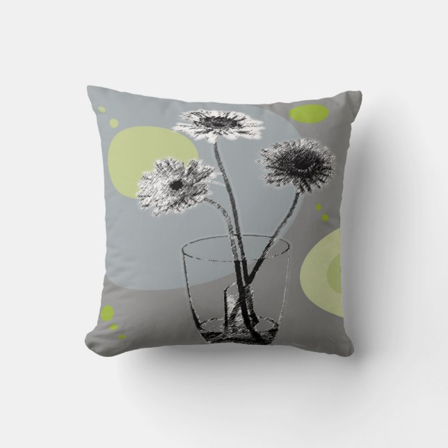 Blume aus Wasserglas Kissen (Vorderseite)