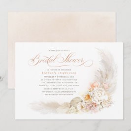 Blume aus weichem Pastell und Brautparty aus Pampa Einladung