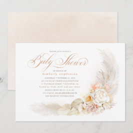 Blume aus weichem Pastell und Pampas Grass Babydus Einladung