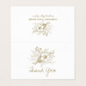 Blume aus Weiß und Gold Visitenkarten (Außenseite Aufgefaltet)