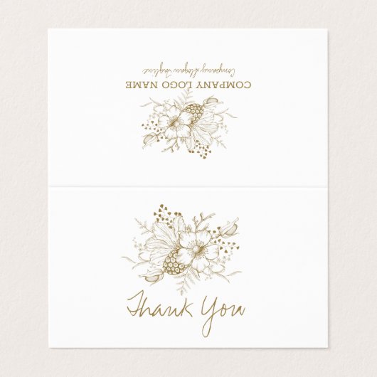 Blume aus Weiß und Gold Visitenkarten (Außenseite Aufgefaltet)