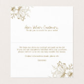 Blume aus Weiß und Gold Visitenkarten (Innenseite Aufgefaltet)