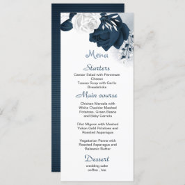Blume aus Weiß und Marine Hochzeit Menükarte