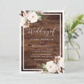 Blume aus Weiß und Rot, rustikale Hochzeit Einladung (Stehend Vorderseite)