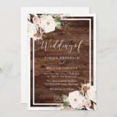 Blume aus Weiß und Rot, rustikale Hochzeit Einladung (Vorne/Hinten)