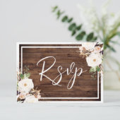 Blume aus Weiß und Rot, rustikale Hochzeit RSVP Karte (Stehend Vorderseite)