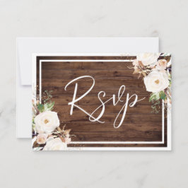 Blume aus Weiß und Rot, rustikale Hochzeit RSVP Karte