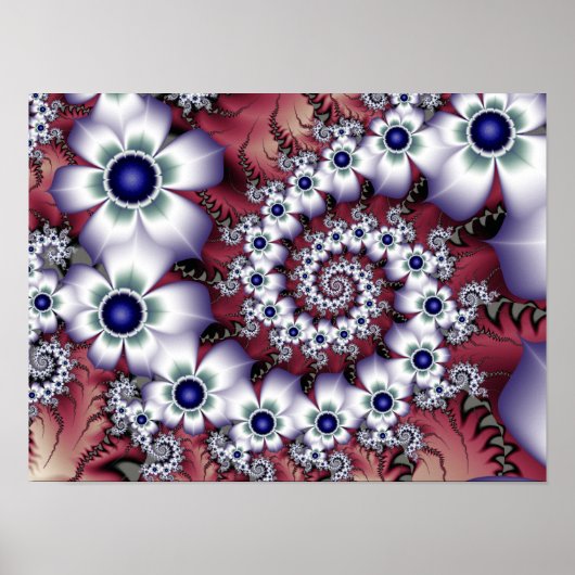Blume aus weißem Fraktal Poster (Vorne)