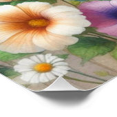 Blume aus weißem Holz mit Monogramm Poster (Ecke)