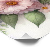 Blume aus weißem Holz mit Monogramm Poster (Ecke)