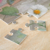 Blume aus weißem Holz mit Monogramm Puzzle (Seite)