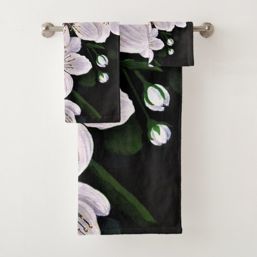 Blume aus weißem Kirschholz Badhandtuch Set (Insitu)