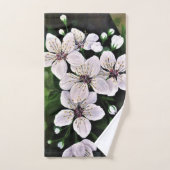 Blume aus weißem Kirschholz Badhandtuch Set (Handtuch)
