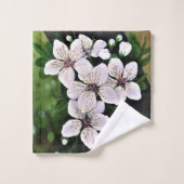 Blume aus weißem Kirschholz Badhandtuch Set (Waschlappen)