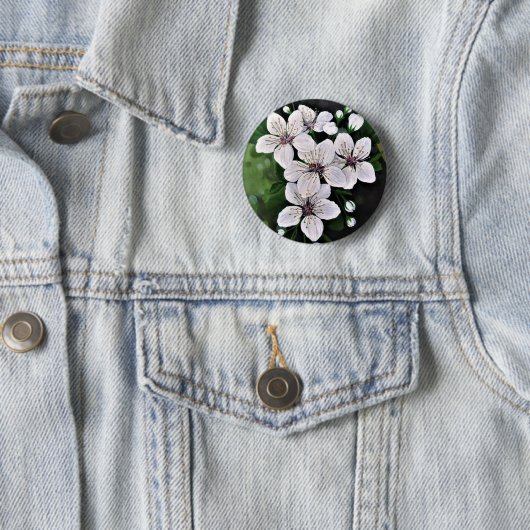 Blume aus weißem Kirschholz Button (Beispiel)