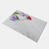 Blume aus weißem Marmor Fußmatte (Schrägansicht)