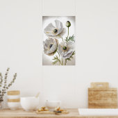Blume aus weißem Mohn Art Poster drucken (Küche)