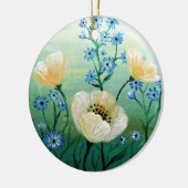 Blume aus weißem Mohn Keramik Ornament (Links)
