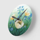 Blume aus weißem Mohn Runde Wanduhr (Winkel)
