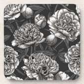 Blume aus weißem Pfirsich auf dunkelgrau Getränkeuntersetzer (Vorderseite)