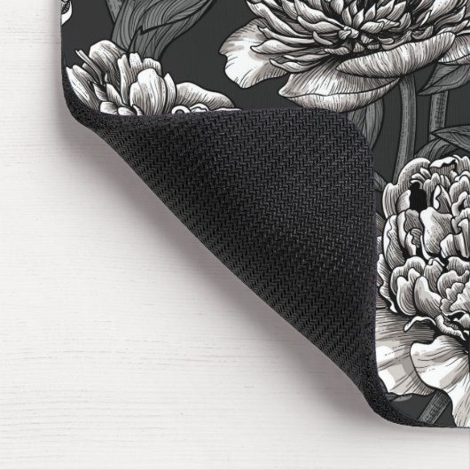 Blume aus weißem Pfirsich auf dunkelgrau Mousepad (Ecke)