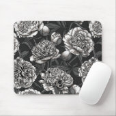 Blume aus weißem Pfirsich auf dunkelgrau Mousepad (Mit Mouse)