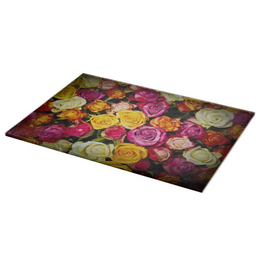 Blume aus weißem, rosafarbenen Rosen Schneidebrett (Ecke)