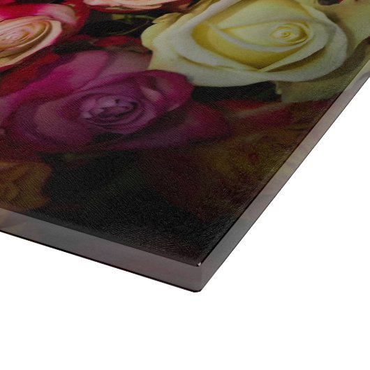 Blume aus weißem, rosafarbenen Rosen Schneidebrett (Ecke)