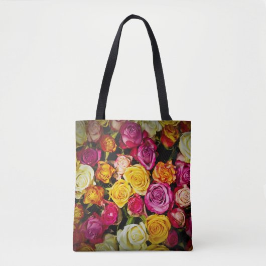 Blume aus weißem, rosafarbenen Rosen Tasche (Vorderseite)