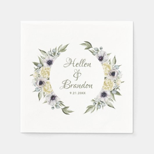 Blume aus weißem und pastellfarbenem Pfirsichpfirs Serviette (Vorderseite)