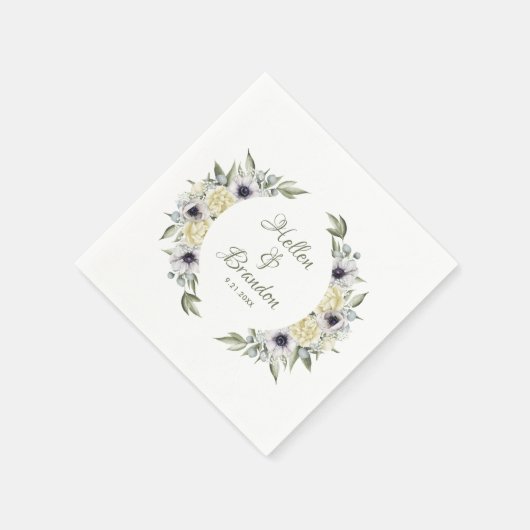 Blume aus weißem und pastellfarbenem Pfirsichpfirs Serviette (Ecke)