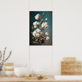 Blume aus weißer Baumwolle Art Print Poster (Küche)