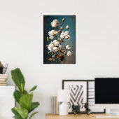 Blume aus weißer Baumwolle Art Print Poster (Heimbüro)