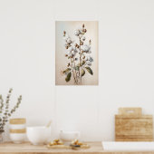 Blume aus weißer Baumwolle Art Print Poster (Küche)